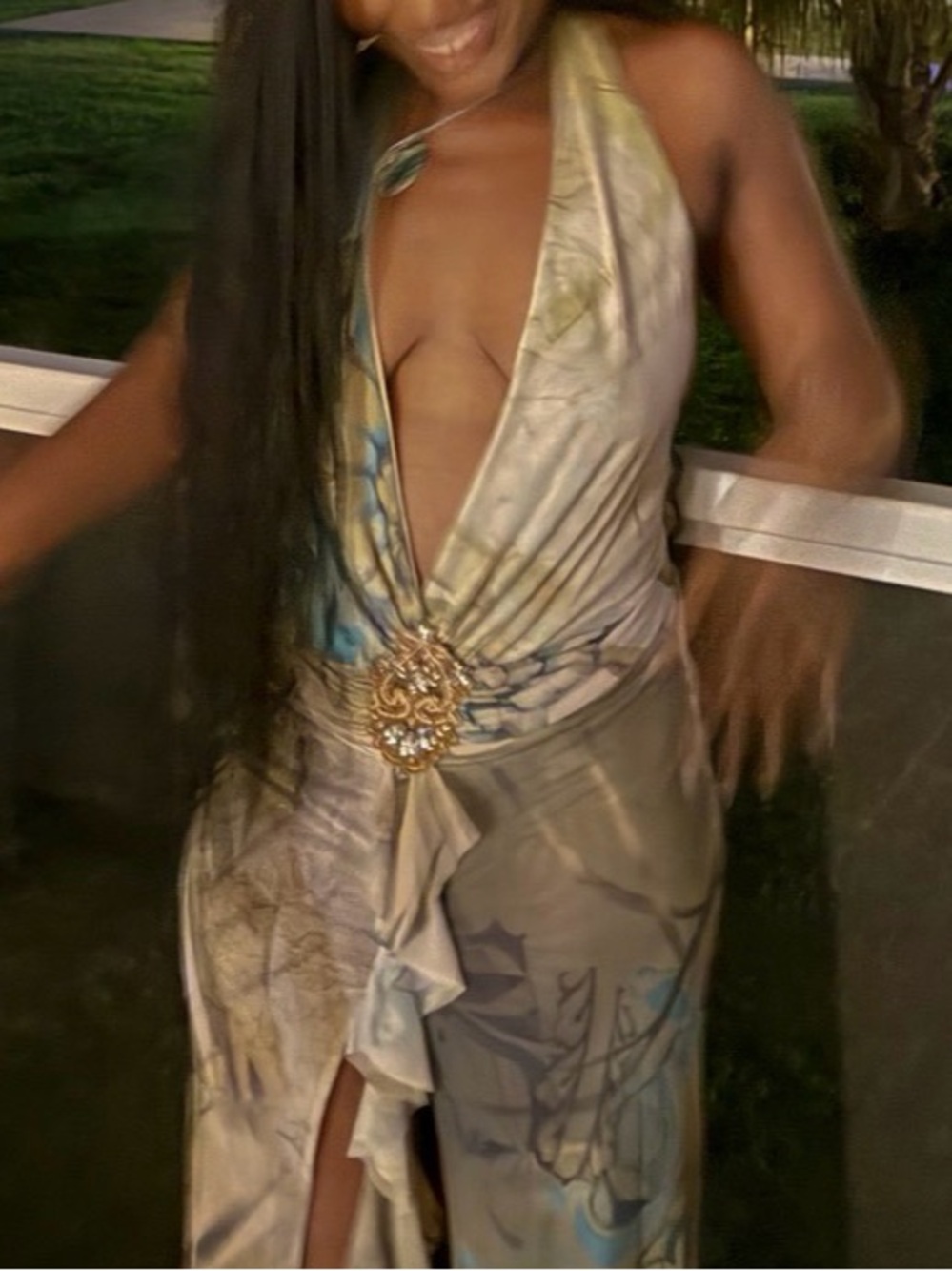 Jaded Ldn Plunge Halter Maxi Dress - Picture 2 of 3